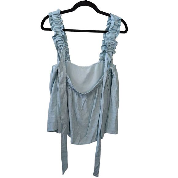 Pink Lily Blue Tank Top Ties in Back Women's Size Medium - Picture 2 of 5